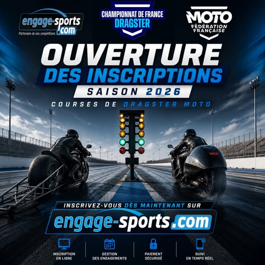 Ouverture des inscriptions pour le Championnat de France de Dragster Moto 2026